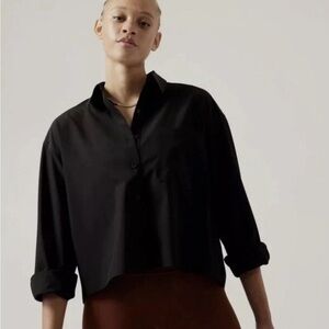 Athleta Cropped Stretch Tech Top Size 3X Black #882545